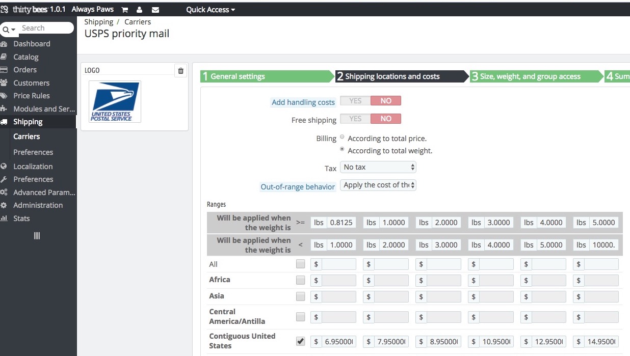 0_1497396869212_USPS PRIORITY MAIL -  NEW SETTINGS THIRTY BEES shipping carriers configured.jpg