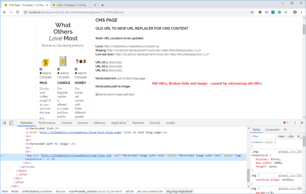 broken links and images in frontend cms page.png