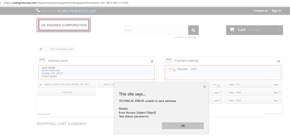 Technical error unable to save address parseerror.PNG